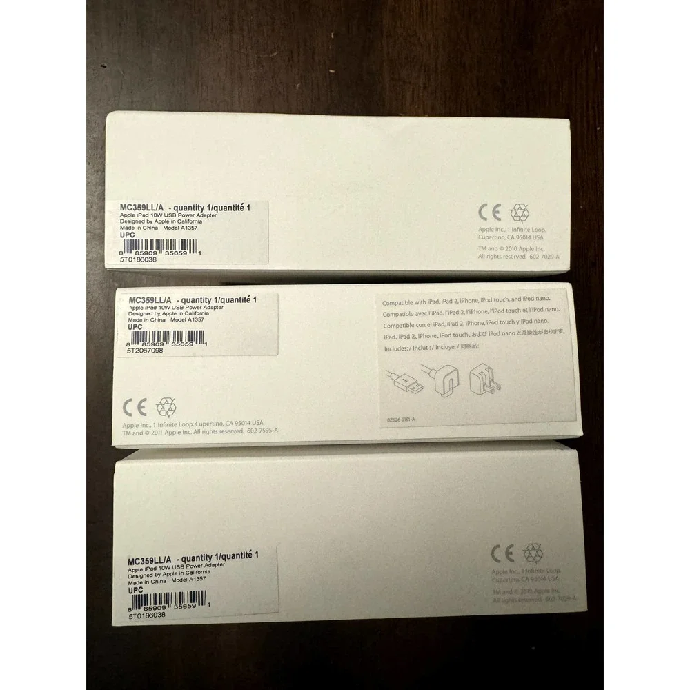 Lot of 3 apple ipad 10w USB power adaptors NIB
